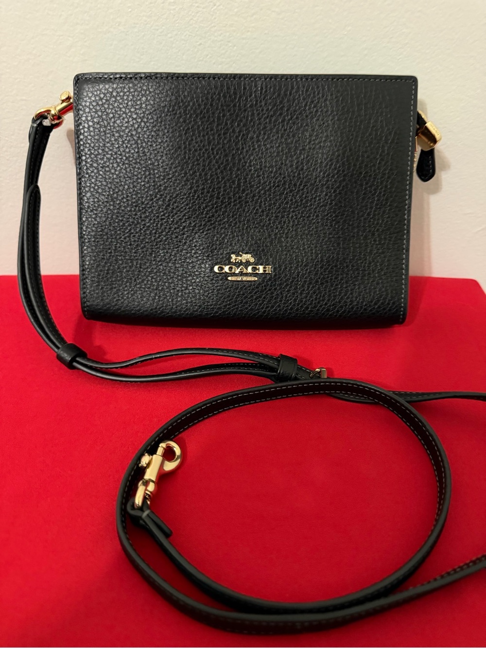 Coach Black Pebbled Leather Crossbody Bag